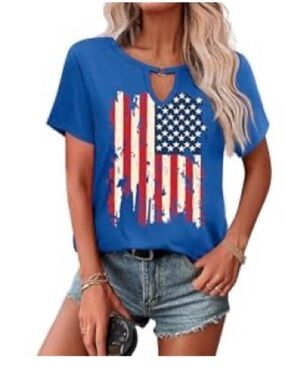 Blue American Flag Graphic Tee - Small